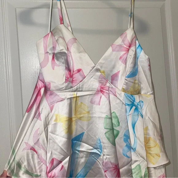 Ruffle Multicolored Bow Midi/Maxi Dress with Straps, Fly Boutique, Baby Shower - Picture 4 of 4